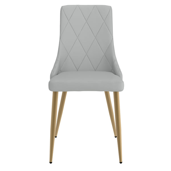 Worldwide Home Furnishings Antoine-side Chair - Elegant Faux Leather Upholstered Design With Curved Wood Frame And Metal Legs Light Grey,Aged Gold Faux Leather,Metal 202-573lg