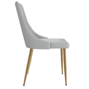 Worldwide Home Furnishings Antoine-side Chair - Elegant Faux Leather Upholstered Design With Curved Wood Frame And Metal Legs Light Grey,Aged Gold Faux Leather,Metal 202-573lg