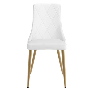 Worldwide Home Furnishings Antoine-side Chair - Elegant Faux Leather Upholstered Design With Curved Wood Frame And Metal Legs White,Aged Gold Faux Leather,Metal 202-573wt