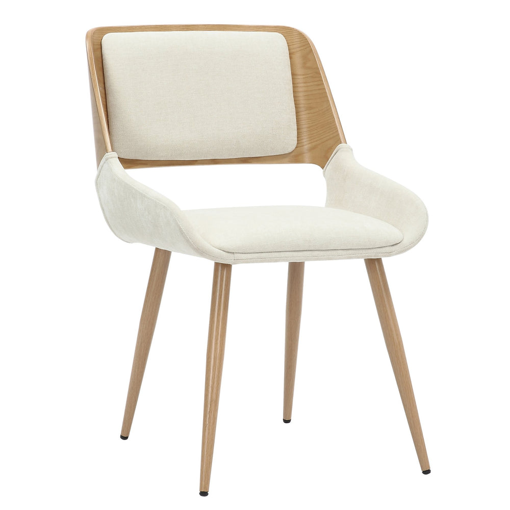Worldwide Home Furnishings Hudson-side Chair - Elegant Beige Fabric, Mid-century Modern Design With Bentwood Frame & Metal Legs Beige,Natural Fabric,Bentwood,Metal 202-582bg