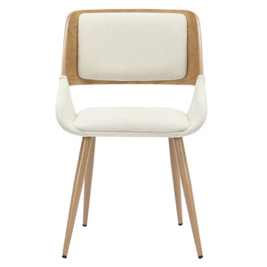 Worldwide Home Furnishings Hudson-side Chair - Elegant Beige Fabric, Mid-century Modern Design With Bentwood Frame & Metal Legs Beige,Natural Fabric,Bentwood,Metal 202-582bg