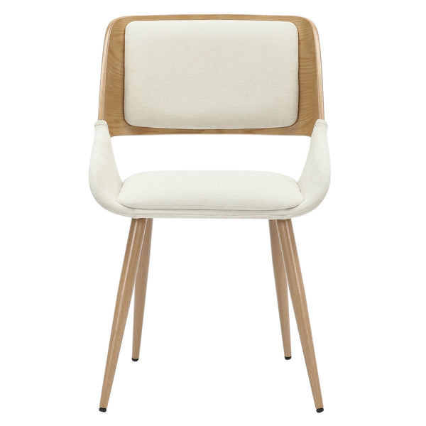Worldwide Home Furnishings Hudson-side Chair - Elegant Beige Fabric, Mid-century Modern Design With Bentwood Frame & Metal Legs Beige,Natural Fabric,Bentwood,Metal 202-582bg