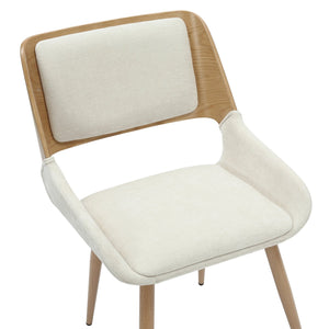 Worldwide Home Furnishings Hudson-side Chair - Elegant Beige Fabric, Mid-century Modern Design With Bentwood Frame & Metal Legs Beige,Natural Fabric,Bentwood,Metal 202-582bg