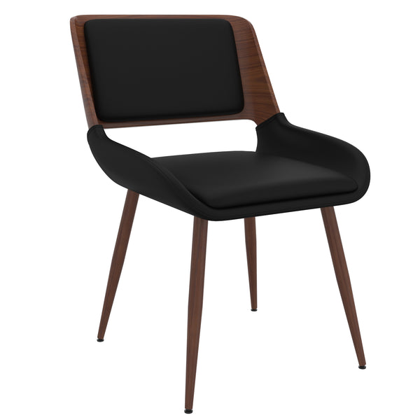 Worldwide Home Furnishings Hudson-side Chair: Elegant Mid-century Modern Design With Faux Leather Upholstery For Any Dining Space Black,Walnut Faux Leather,Bentwood,Metal 202-582pubk