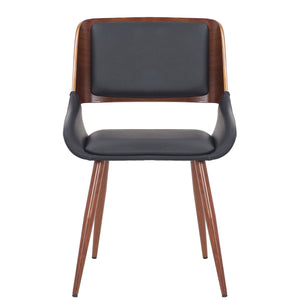 Worldwide Home Furnishings Hudson-side Chair: Elegant Mid-century Modern Design With Faux Leather Upholstery For Any Dining Space Black,Walnut Faux Leather,Bentwood,Metal 202-582pubk