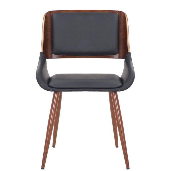 Worldwide Home Furnishings Hudson-side Chair: Elegant Mid-century Modern Design With Faux Leather Upholstery For Any Dining Space Black,Walnut Faux Leather,Bentwood,Metal 202-582pubk