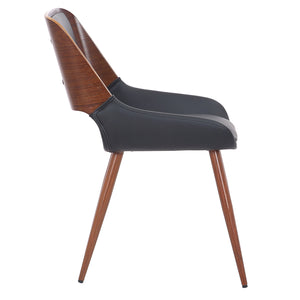 Worldwide Home Furnishings Hudson-side Chair: Elegant Mid-century Modern Design With Faux Leather Upholstery For Any Dining Space Black,Walnut Faux Leather,Bentwood,Metal 202-582pubk