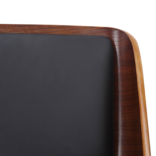 Worldwide Home Furnishings Hudson-side Chair: Elegant Mid-century Modern Design With Faux Leather Upholstery For Any Dining Space Black,Walnut Faux Leather,Bentwood,Metal 202-582pubk