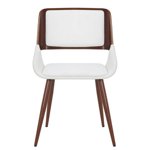 Worldwide Home Furnishings Hudson-side Chair: Elegant Mid-century Modern Design With Faux Leather Upholstery For Any Dining Space White,Walnut Faux Leather,Bentwood,Metal 202-582puwt