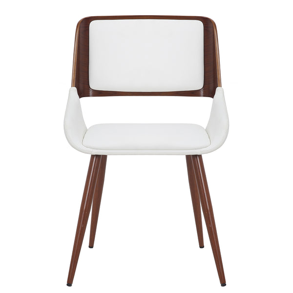 Worldwide Home Furnishings Hudson-side Chair: Elegant Mid-century Modern Design With Faux Leather Upholstery For Any Dining Space White,Walnut Faux Leather,Bentwood,Metal 202-582puwt