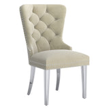 !nspire Hollis Side Chair Ivory/Chrome Velvet/Metal