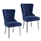 !nspire Hollis Side Chair Navy/Chrome Velvet/Metal