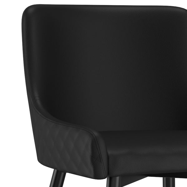 Worldwide Home Furnishings Xander-side Chair - Plush Mid-century Dining Seat With Stylish Tufting And Sturdy Metal Legs Black Faux Leather,Metal 202-620bk