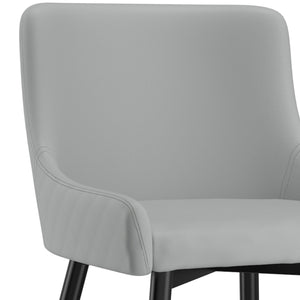 Worldwide Home Furnishings Xander-side Chair - Plush Mid-century Dining Seat With Stylish Tufting And Sturdy Metal Legs Light Grey,Black Faux Leather,Metal 202-620lg