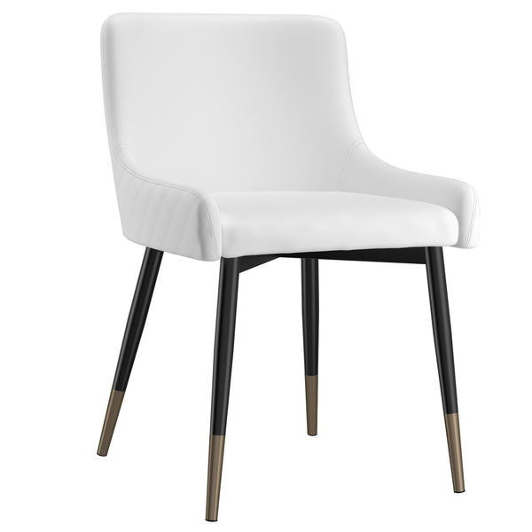 Worldwide Home Furnishings Xander-side Chair - Plush Mid-century Dining Seat With Stylish Tufting And Sturdy Metal Legs White,Black Faux Leather,Metal 202-620wt