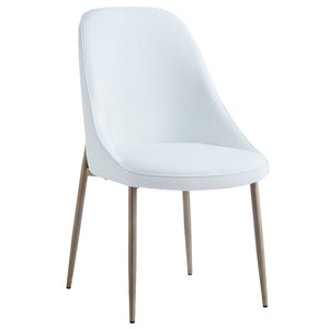 Worldwide Home Furnishings Cleo-side Chair - Luxurious Wing Style Design With Plush Comfort For Elegant Dining And Accent Seating White,Aged Gold Faux Leather,Metal 202-636wt
