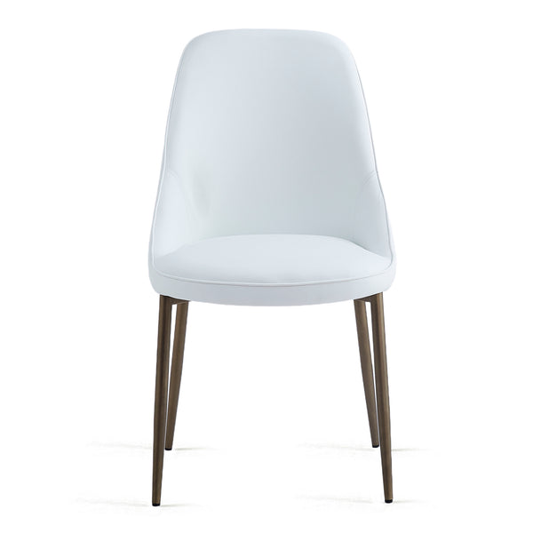 Worldwide Home Furnishings Cleo-side Chair - Luxurious Wing Style Design With Plush Comfort For Elegant Dining And Accent Seating White,Aged Gold Faux Leather,Metal 202-636wt