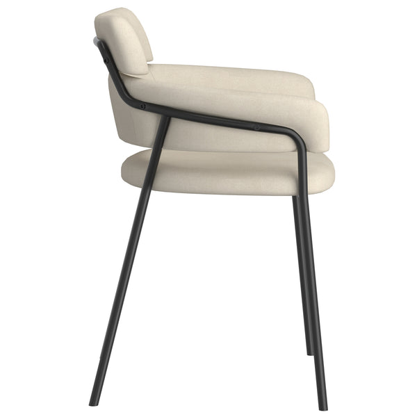Worldwide Home Furnishings Axel-side Chair In Beige - Stylish Double Cushion Design For Modern Dining & Comfortable Conversations Beige,Black Fabric,Metal 202-674beg