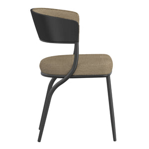 Worldwide Home Furnishings Kazan-dining Chair - Contemporary Comfort And Style With Ergonomic Design For Modern Spaces Dark Beige,Black Fabric,Bentwood,Metal 202-904dkb