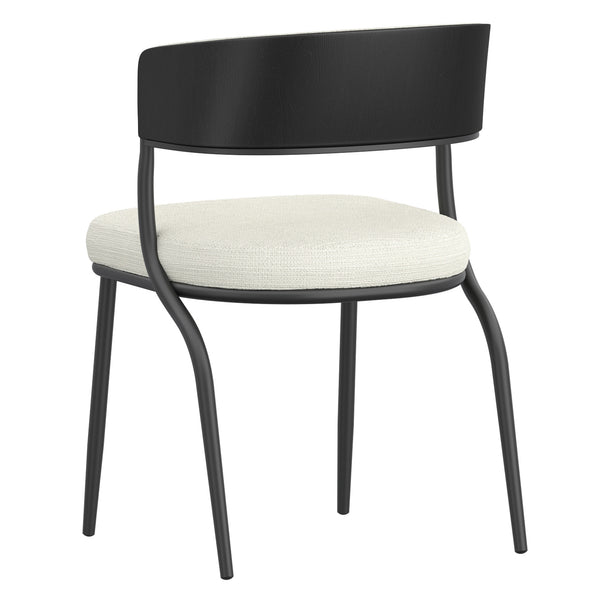 Worldwide Home Furnishings Kazan-dining Chair - Contemporary Comfort And Style With Ergonomic Design For Modern Spaces Ivory,Black Fabric,Bentwood,Metal 202-904iv