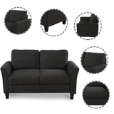 Hearth and Haven Quaint 2-Piece Living Room Set with 3-Seat Sofa and Loveseat, Black LP000014BAA