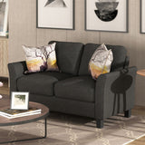 Hearth and Haven Quaint 2-Piece Living Room Set with 3-Seat Sofa and Loveseat, Black LP000014BAA