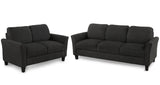 Hearth and Haven Quaint 2-Piece Living Room Set with 3-Seat Sofa and Loveseat, Black LP000014BAA