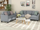 Hearth and Haven Quaint 2-Piece Living Room Set with 3-Seat Sofa and Loveseat, Grey LP000014EAA