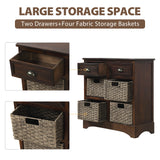 Hearth and Haven Sofia Storage Cabinet with Two Drawers and Four Classic Rattan Basket, Espresso WF193442AAB