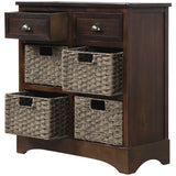 Hearth and Haven Sofia Storage Cabinet with Two Drawers and Four Classic Rattan Basket, Espresso WF193442AAB