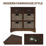 Hearth and Haven Sofia Storage Cabinet with Two Drawers and Four Classic Rattan Basket, Espresso WF193442AAB