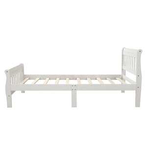 English Elm Wood Sleigh Twin Bed Solid Frame with Curved Headboard and Footboard for Kids Rooms N708P330271K