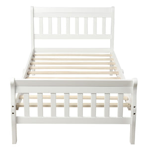 English Elm Wood Sleigh Twin Bed Solid Frame with Curved Headboard and Footboard for Kids Rooms N708P330271K
