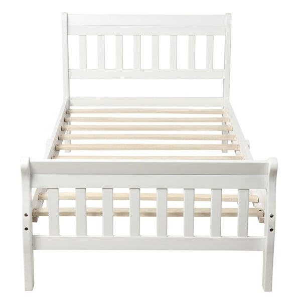 English Elm Wood Sleigh Twin Bed Solid Frame with Curved Headboard and Footboard for Kids Rooms N708P330271K