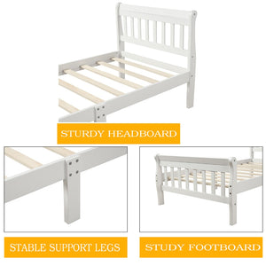 English Elm Wood Sleigh Twin Bed Solid Frame with Curved Headboard and Footboard for Kids Rooms N708P330271K