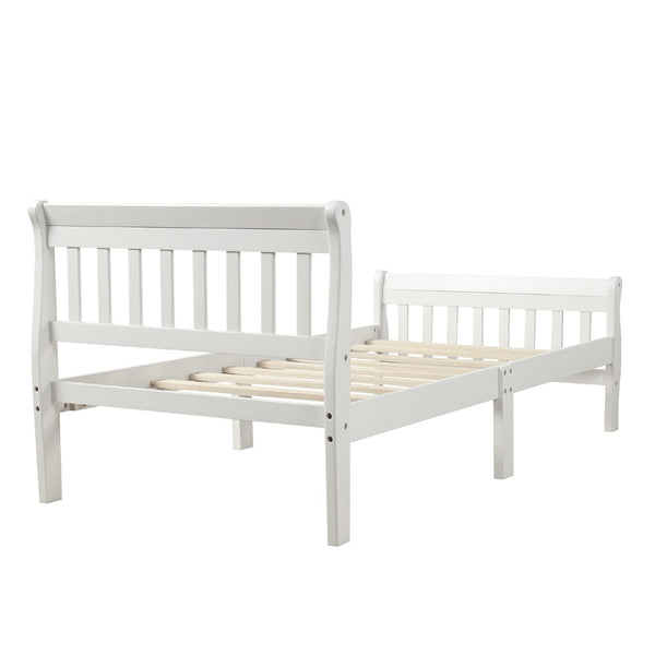 English Elm Wood Sleigh Twin Bed Solid Frame with Curved Headboard and Footboard for Kids Rooms N708P330271K