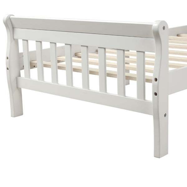 English Elm Wood Sleigh Twin Bed Solid Frame with Curved Headboard and Footboard for Kids Rooms N708P330271K