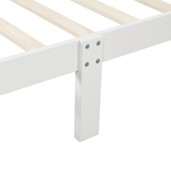 English Elm Wood Sleigh Twin Platform Bed Solid Frame with Hollow Panel Headboard No Box Spring Needed White WF192439AAK