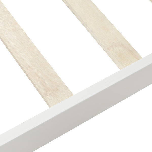 English Elm Wood Sleigh Twin Platform Bed Solid Frame with Hollow Panel Headboard No Box Spring Needed White WF192439AAK