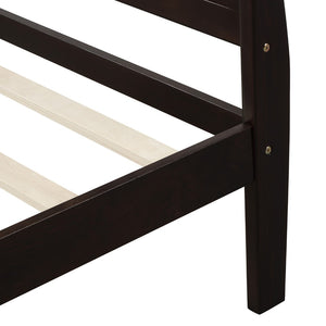 English Elm Wood Sleigh Twin Platform Bed Solid Frame with Hollow Panel Headboard No Box Spring Needed Espresso WF192439AAP