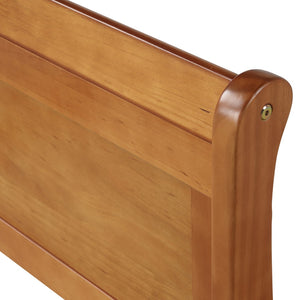 English Elm Wood Sleigh Twin Platform Bed Solid Frame with Hollow Panel Headboard No Box Spring Needed WF192439AAL
