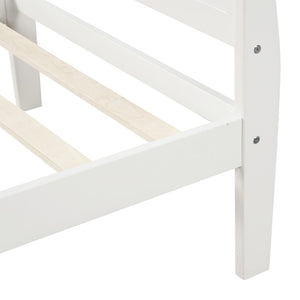 English Elm Wood Sleigh Twin Platform Bed Solid Frame with Hollow Panel Headboard No Box Spring Needed White WF192439AAK