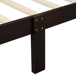 English Elm Wood Sleigh Twin Platform Bed Solid Frame with Hollow Panel Headboard No Box Spring Needed Espresso WF192439AAP