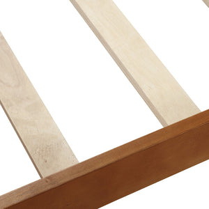 English Elm Wood Sleigh Twin Platform Bed Solid Frame with Hollow Panel Headboard No Box Spring Needed WF192439AAL