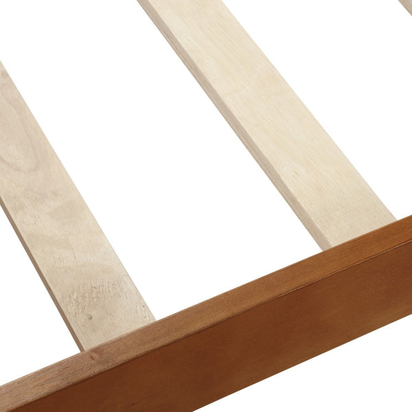 English Elm Wood Sleigh Twin Platform Bed Solid Frame with Hollow Panel Headboard No Box Spring Needed WF192439AAL