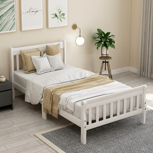English Elm Wood Sleigh Twin Bed Solid Frame with Curved Headboard and Footboard for Kids Rooms N708P330271K
