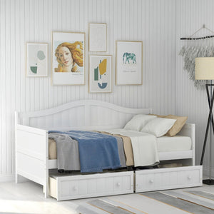 English Elm Twin Wood Daybed Sofa with Storage Drawers Arched Frame for Guest or Kids Room N708P357111K