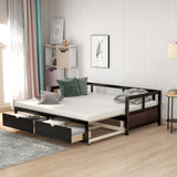 Hearth and Haven Fable Extendable Daybed with 2 Drawers and Wood Frame, Espresso WF194973AAP