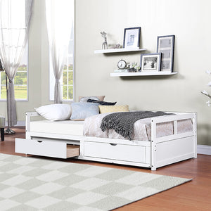 English Elm Wooden Twin to King Daybed with Trundle and Storage Drawers for Guest Rooms White N708P336539K