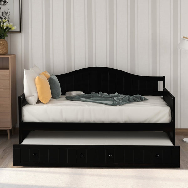 English Elm Twin Cottage Beadboard Daybed with Pull-out Trundle Pinewood Frame Guest Room WF192861AAP